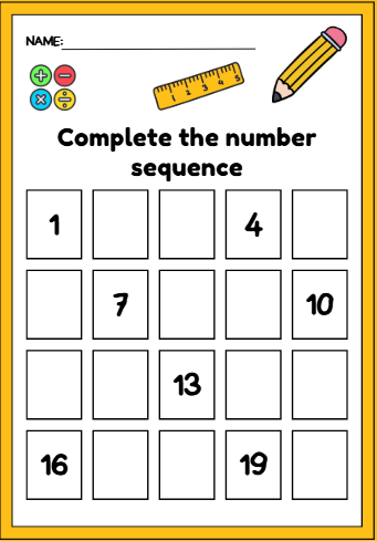 Add, Subtract and Complete the Numbers-Little math star